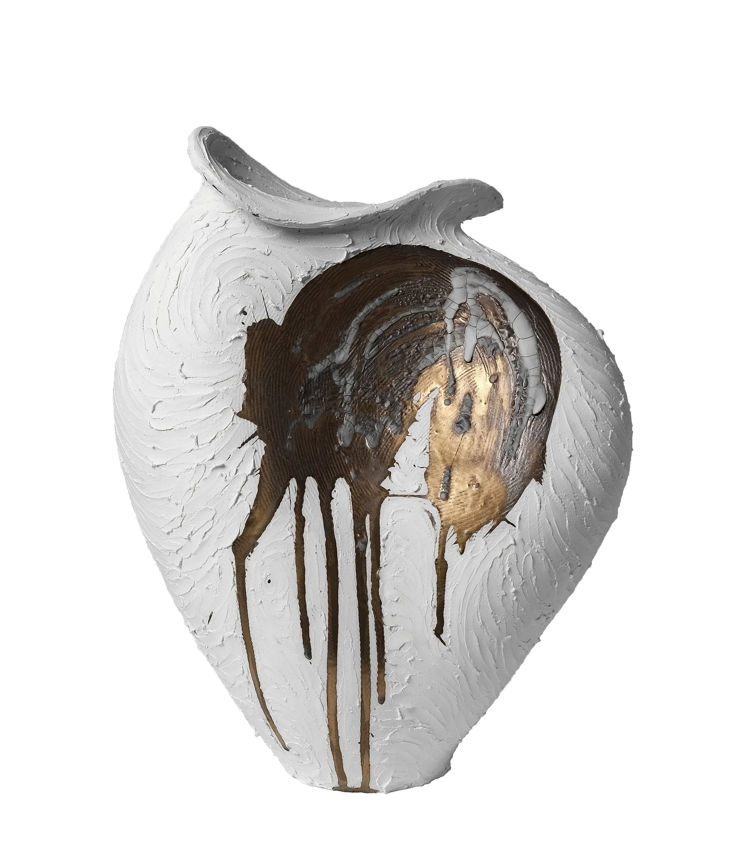White & Gold Vessel - No 119 — Beverly Morrison